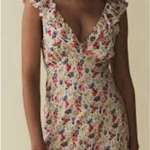DOEN Silk Floral Maxi Dress with Ruffle Detail